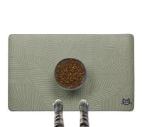 The Cat Ladies Cat Feeding Mat - Waterproof & Dishwasher Safe Small Pet Eating Placemat - Cat & Dog Food Mats for Food and Water Bowl - Protect Floors from Mess - Tropical Leaves