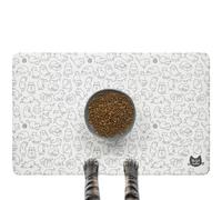The Cat Ladies Cats Feeding Mat - Waterproof Dishwasher Safe Small Pet Eating Placemat - Cat & Dog Food Mats for Food and Water Bowl - Protect Floors from Mess - Black & White Cats