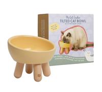 The Cat Ladies Tilted Ceramic Cat Bowl - Elevated Food Bowls Ceramic Pet Bowl - Raised Ceramics Bowls - Elevated & Tilted Design for Comfortable Eating - Dishwasher Safe - Wide Opening