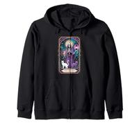 The Cat Lady Tarot Card Cat Lover Mom Gothic Funny Gift Zip Hoodie