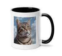 The Cat Looks Up Ceramic Coffee Mug with Handle 11 Ounces, Porcelain Mug Coffee Cup Tea Mug Water Cup Ideal for Coffee,Tea,Latte,Cappuccino,Microwave & Dishwasher Safe Unique Gift Cup
