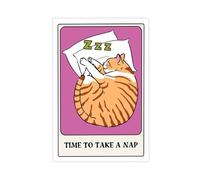 The Cat Nap Tarot Card Style Time for A Nap, Funky Retro Canvas Poster Wall Art Decor Print Picture Paintings for Living Room Bedroom Decoration 20x30inch(50x75cm)