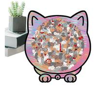 The Cat Puzzle, Irregular Decoration with Photo Frame, 135 Pieces Wooden Puzzle for Adults with Storage Box, for Friend and Lover Animals Living Room Bookcase