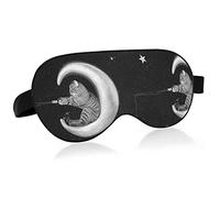 The Cat Sits on The Moon and Catches The Stars Eye Masks Cover Blocks Light Sleep Mask Shade Cover Blindfold Relaxing Eyeshade Cover with Adjustable Head Strap for Men Women Kids