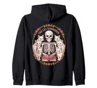 The Cat Summoner Skeleton With Cats And Spellbook Zip Hoodie