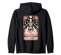 The Cat Summoner Tarot Skeleton Occult Cats Zip Hoodie