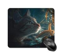 The Cat That Eats Fish Mouse Pad Rubber Base Mousepads Stitched Edge Mouse Pads For Home Office Laptop 25X30Cm