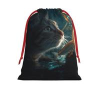 The Cat That Eats Fish Print Drawstring Gift Bag Durable And Versatile, Perfect For Festive Occasions