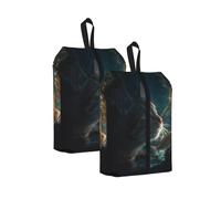 The Cat that Eats Fish Printed Travel Shoe Storage Bag Waterproof Jacquard Fabric is Lightweight, with Strong Handle and Central Zipper.