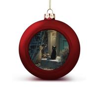 The Cat Waiting to Go Home Christmas Baubles Hanging 2PCS