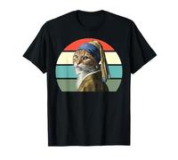 The Cat with a Pearl Earring, Funny Vermeer Parody Cat Art T-Shirt