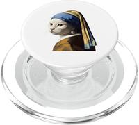 The Cat with a Pearl Earring T-Shirt Funny Vermeer Art Parod PopSockets PopGrip for MagSafe