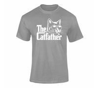 The Catfather Funny Cat Graphic T Shirt for Men Fathers Day Cool Pet Lover Birthday Gift for Dad Grey XL Style 1