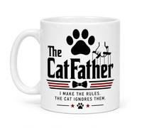The CatFather Mug - Funny Cat Lover Gift - I Make The Rules, The Cat Ignores Them - Ceramic Coffee Mug