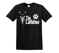 The Catfather T-Shirt Funny Cat's Dad Cat Lover Kitten Father Pops Tshirt Top (3XL) Black