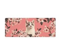 The Cat'S Branches Are Blooming. Mouse Pad In Big Extended Non-Slip Rubber Base Mousepad With Stitched Edges Gaming Pc Desktop Large Mouse Pad 11.8x31.5