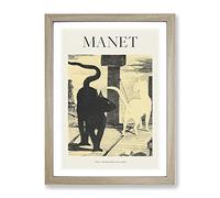 The Cats Rendezvous Vol.1 By Edouard Manet Exhibition Museum Painting Framed Print | A2 Oak Framed Wall Art | Ready to Hang | Modern Animal Picture | Living Room Bedroom Lounge Office
