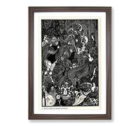 The Cave of Spleen by Aubrey Beardsley Framed Print | A2 Walnut Framed Wall Art | Ready to Hang | Modern Nature Picture | Living Room Bedroom Lounge Office