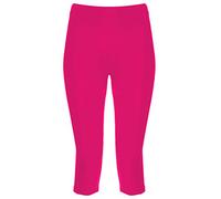 The Celebrity Fashion Ladies Girls Quality Jersey Soft Stretch Plain 3/4 Under Knee Crop Leggings Cerise