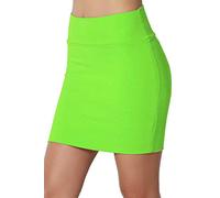 The Celebrity Fashion New Womens Jersey High Waist Bodycon Mini Skirt Elasticated Short Skirts UK 8-14 Neon Green