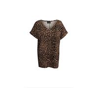 The Celebrity Fashion Womens Baggy Fit V Neck Top Ladies Turn Up Loose Batwing Oversized Roll Back Tee (UK Size 20-22, Leopard Print)