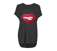 The Celebrity Fashion Womens Ladies Vogue Lips Slogan Print Batwing Oversized Baggy Tee T Shirt Top