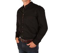 The Celtic Ranch Collarless Shirt for Men, Irish Grandfather Cotton Linen Long Sleeve Button Down Banded Collar Dress Shirt, Black Meteorite, XXL