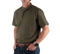 The Celtic Ranch Men's Irish Collarless Short Sleeve Button-Up Shirt