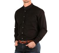 The Celtic Ranch Traditional Collarless Grandfather Shirt, Men's Long Sleeve Dress Shirt, Black, Medium