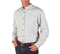 The Celtic Ranch Traditional Collarless Grandfather Shirt, Men's Long Sleeve Dress Shirt, Black/White Stripe, Medium