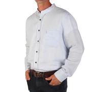 The Celtic Ranch Traditional Irish Grandfather Collarless Shirt, Men’s Linen Cotton Lightweight Long-Sleeve Dress Shirt, Light Blue Pin Stripe, 3XL