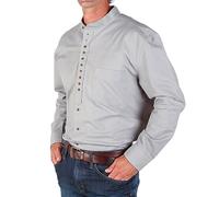 The Celtic Ranch Traditional Irish Grandfather, Men's Casual Long Sleeve Banded Collar Button Down Collarless Dress Shirt, Ash Grey, XXL