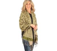 The Celtic Ranch Women's Trinity Knot Pashmina Scarf Shawl, Soft and Comfortable with a Rich Luxurious Sheen, Light Green, One Size