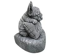 The Ceremony Decorated Courtyard Dog Statue Dog Lying on the Pillow Pedestals,15cm High French Garden Ornaments,Vivid Arts Dog Memorial Gifts