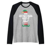 The Certified Nursing Assistant Elf Funny Christmas Raglan Baseball Tee