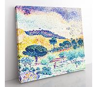 The Chain Of The Moors by Henri Edmond Cross Classic Painting Canvas Wall Art Print Ready to Hang, Framed Picture for Living Room Bedroom Home Office Décor, 35x35 cm (14x14 Inch)