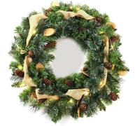 The Chair Cover Company 24 inch Christmas Wreath Decorative Christmas With Light in Green | Size: 60 cm x 60 cm The Chair Cover Company Green 60 cm x 60 cm