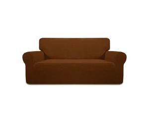 The Chair Cover Company PREMIUM Elastic STRETCH SOFA COVERS Slipcover Protector Settee 1/2/3/4 Seater (Brown, 3 Seater Sofa)