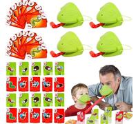 The Chameleon Game, Chameleon Board Game, Frog Tongue Out Game, Lizard Tongue Game, Insect Cardboard Included, Desktop Tongue Game for Multiplayer Game, Sensory Toys for Kids (4Pack)