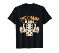 The Champ is Here Dominoes King Domino Player Tile Lover Value Graphic T-Shirt, Men, Black, L