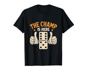 The Champ is Here Dominoes King Domino Player Tile Lover Value Graphic T-Shirt, Men, Black, M