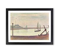 The Channel At Graveline Vol.2 By Georges Seurat Classic Painting Framed Wall Art Print, Ready to Hang Picture for Living Room Bedroom Home Office Décor, Black A4 (34 x 25 cm)