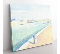 The Channel at Gravelines Vol.1 by Georges seurat Classic Painting Canvas Wall Art Print Ready to Hang, Framed Picture for Living Room Bedroom Home Office Décor, 35x35 cm (14x14 Inch)
