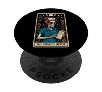 The Charge Nurse Nursing RN Skeleton Tarot Card Witchy Moon PopSockets Adhesive PopGrip