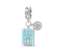 The Chariot Tarot Card Charm 925 Silver Charm Compatible with Pandora Charms, Trollbeads, Chamilia, Biagi and Many Other UK Charm Bracelets.
