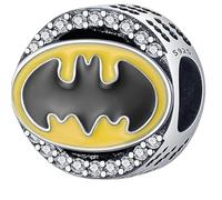 The Charmery Bat man Logo 925 Sterling Silver Bead Charm Compatible with Pandora Charms,and Many Other UK Charm Bracelets.