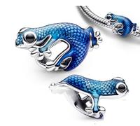 The Charmery Blue Glass Gecko Charm 925 Sterling Silver Charm Compatible with Pandora Charms,and Many Other UK Charm Bracelets.