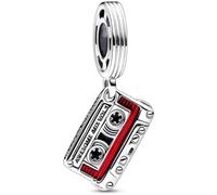 The Charmery Galaxy Guardians Cassette Tape Dangle Charm 925 Sterling Silver Pendant Charm Compatible with Pandora Charms,and Many Other UK Charm Bracelets.