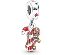 The Charmery Gingerbread Man and Candy Cane Charm 925 Silver Compatible with Pandora Charms, Trollbeads, Chamilia, Biagi and Many Other UK Charm Bracelets.