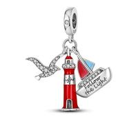 The Charmery Lighthouse Sailboat and Seagull Follow Your Light Charm 925 Silver Compatible with Pandora Charms, Trollbeads, Chamilia, Biagi and Many Other UK Charm Bracelets.